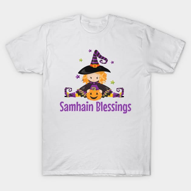 Samhain Wicca Witch Gift Pumpkin Pagan Family Design T-Shirt by InnerMagic